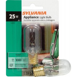 SYLVANIA 25W Appliance Tubular Incandescent T8 Bulb 230 Lumens Clear 100 CRI 2850K Warm White 1 Pack 18360
