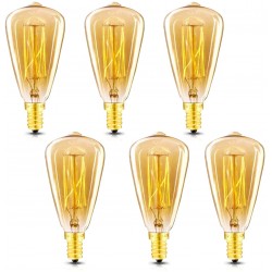 Vintage Edison Light Bulbs E12 Candelabra Light Bulbs 60W Dimmable incandescent bulb 110 130v Amber Warm ST48 Squirrel Cage Filament Edison Bulb for Home Office Light Fixtures Decorative 6-Pack