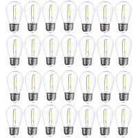 30-Pack S14 Edison Light Bulbs LED 1W Shatterproof Visther Replacement Bulbs for String Lights Patio Low 1 Wattage E26 Outdoor led Filament Clear Bulb