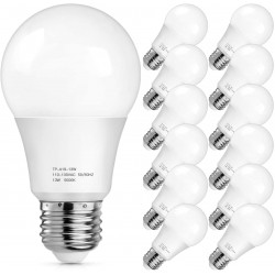 A19 LED Light Bulbs 1500 Lumens 100-125 Watt Equivalent LED Bulbs 5000K Daylight White 13-Watt Standard E26 Medium Screw Base Non-Dimmable No Flicker Pack of 12