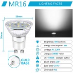 Ascher GU10 LED Light Bulbs 50W Halogen Bulbs Equivalent 4W 400 Lumens Non-Dimmable 5000K Daylight White,120° Beam Angle LED Bulbs for Recessed Track Lighting  GU10 Base Pack of 5
