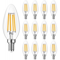 B11 E12 LED Candelabra Bulbs Dimmable 4W40 Watt Equivalent Chandelier Light Bulbs 400lm 3000K Soft White Ceiling Fan Bulbs for Candle Light Home Decor Wall Lamps Table Lamps 12 Pack