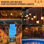 Banord 15 Pack Dimmable 2W S14 Replacement LED Bulbs 2700K Warm White Waterproof Outdoor String Lights Vintage LED Filament Bulb Shatterproof E26 Screw Base Edison LED Light Bulbs