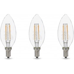 Basics 60W Equivalent Clear Soft White Dimmable 15,000 Hour Lifetime B11 E12 Candelabra Base LED Light Bulb | 3-Pack