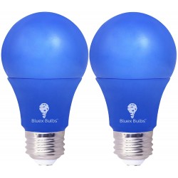 Bluex Bulbs 2 Pack Bluex LED A19 Light Bulb 9W 60Watt Equivalent E26 Base Blue LED Blue Bulb Party Decoration Porch Home Lighting Holiday Lighting Decorative Illumination Blue