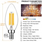 Dimmable E12 Candelabra LED Bulbs 40W Equivalent 2700K Warm White 4W Filament LED Chandelier Light Bulbs B11 Vintage Edison Clear Candle lamp with Decorative Candelabra Base Pack of 12