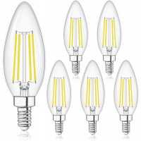 E12 Candelabra LED Bulbs Dimmable 4000K Daylight 60W Equivalent,Type B Light Bulb for Chandelier,Winshine C35 Ceiling Fan Light Bulb Clear Glass,600LM,6 Pack