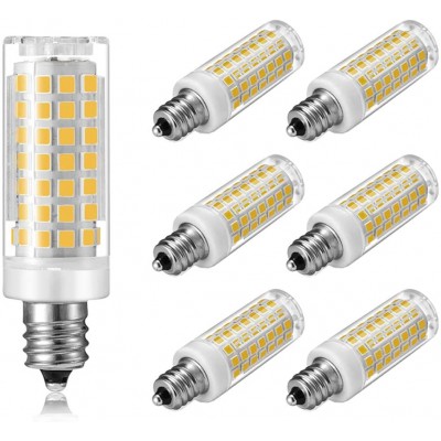 E12 LED Bulb Dimmable 7W C7 Bulb Equivalent to E12 Halogen Bulb 60W Daylight White 6000K T6 Base E12 Candelabra Bulbs for Ceiling Fan Chandelier Kx-2000 Bulbrite Replacement AC 110-120V6 Pack