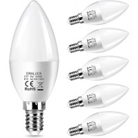 E12 LED Candelabra Light Bulbs 40 Watt Equivalent 3000K Warm White Chandelier Light Bulbs Non-dimmable ORALUCE Type B Light Bulb for Ceiling Fan 5W 450LM 6 Pack