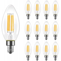 Energetic B11 E12 Candelabra LED Bulbs 60 Watt Equivalent Dimmable LED Chandelier Light Bulbs Soft White 2700K 550LM Decorative Candle Base Filament Bulb for Ceiling Fan UL Listed 12 Pack
