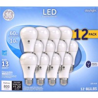 GE Daylight 60 Watt Replacement LED Light Bulbs General Purpose Dimmable Light Bulbs 12 Pack Daylight 12 Pack 12