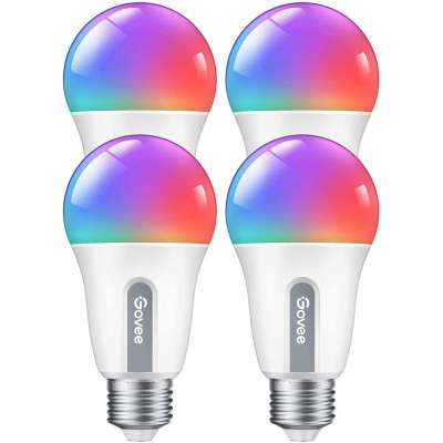 Govee Smart Light Bulbs WiFi Bluetooth Color Changing Light Bulbs Music Sync 54 Dynamic Scenes 16 Million DIY Colors RGB Light Bulbs Work with Alexa Google Assistant & Govee Home App 4 Pack