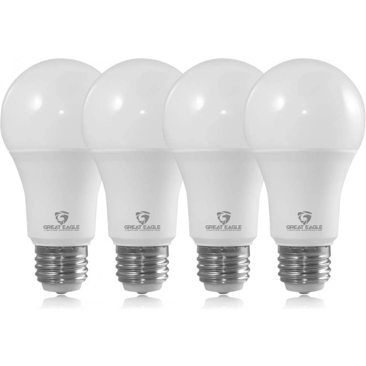 Great Eagle 40 60 100W Equivalent 3-Way A19 LED Light Bulb 3000K Soft White Color 4-Pack