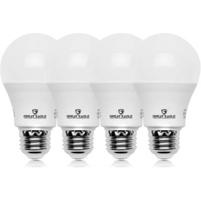 GREAT EAGLE LIGHTING CORPORATION A19 LED Light Bulb 6W 40W Equivalent UL Listed 5000K Daylight 450 Lumens Non-dimmable Standard Replacement 4 Pack