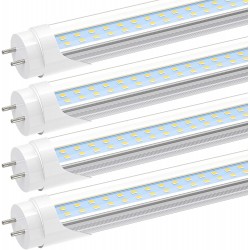 JESLED T8 T10 T12 LED 4FT Light Bulbs,24W 3000LM,6000K-6500K Daylight White,4 Foot LED Fluorescent Tube Replacement,Super Bright,Dual Ended Power,Ballast Bypass,Clear Cover4-Pack