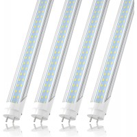 JESLED T8 T12 4FT LED Light Bulbs 24W 3000LM 5000K Daylight White 4 Foot Flourescent Tube Replacement Double Row 192LEDs Ballast Bypass Dual-end Powered Clear Garage Warehouse Shop Light 4Pack