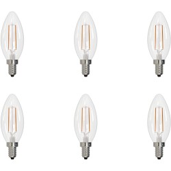 Laborate LED Filament B11 Dimmable Light Bulbs 4W=40W Vintage E12 Candle Bulbs 3000k 350 Lumen 120V Damp Clear Finish LED Filament Bulb for Home Bathroom Hallway Indoor&Outdoor 6 Pack