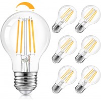 LED A19 Dimmable Light Bulbs 100W Equivalent Vintage E26 Edison Bulbs 8W 1200LM 2700K Soft Warm White Clear Antique LED Filament Bulb for Home Bathroom Indoor&Outdoor 6-Pack