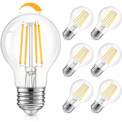 LED A19 Dimmable Light Bulbs 100W Equivalent Vintage E26 Edison Bulbs 8W 1200LM 2700K Soft Warm White Clear Antique LED Filament Bulb for Home Bathroom Indoor&Outdoor 6-Pack