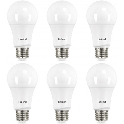 Linkind Dimmable A19 LED Light Bulbs 100 Watt Equivalent E26 Base 2700K Soft White 15.5W 1600 Lumens CRI80+ 120V UL Listed FCC Certified Pack of 6