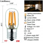 LiteHistory E17 led Bulb ETL 25w Appliance t7 led Bulb 250lm 2700K 2w Microwave Light Bulb 2Pack