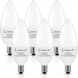 LOHAS E12 LED Candelabra Light Bulbs 60 Watt Equivalent B10 Chandelier Candle Bulbs 5000K Daylight White 6W Type B Ceiling Fan Bulbs 550LM Non-Dimmable 6 Packs