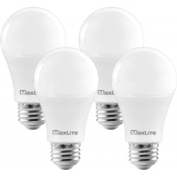 MaxLite A19 LED Bulb Enclosed Fixture Rated 100W Equivalent 1600 Lumens Dimmable E26 Medium Base 2700K Soft White 4-Pack