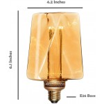Next Glow Decorative Light Bulb Eq 20W ICE Style Shaped E26 Led Bulb Medium Base Dimmable Amber Soft Warm Light Bulb 120 Lumen with Virtual Filament Inner Pillar Edison Light Bulbs LED for Home