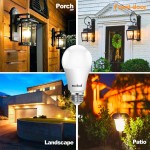 Outdoor Dusk to Dawn LED Light Bulb No Timer Required Automatic On Off Light Sensor Bulb Built-in Photocell Detector E26 A19 120V 6000K for Porch Boundary Garage Entrance,9W 4 Pack by Boxlood