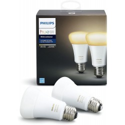 Philips Hue White Ambiance A19 2-Pack 60W Equivalent Dimmable LED Smart Bulbs Hue Hub Required Works with Alexa Apple Homekit & more Old Version 2 Bulbs 453092