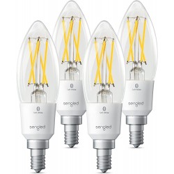 Sengled Alexa Light Bulb E12 Smart Bulbs Edison Bulbs Bluetooth Mesh 40 Watt Candelabra Light Bulbs 2700K B11 Smart Bulbs That Work with Alexa Dimmable & Group Control No Hub Request 4 Pack