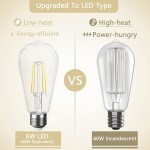 SHINESTAR 8-Pack Vintage Dimmable E26 Led Edison Bulbs 60w Equivalent 4000K Bright White