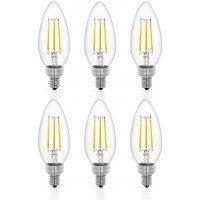 Tenergy LED Candelabra Bulbs Dimmable 4W 40 Watt Equivalent Warm White Soft White 2700K E12 Base Decorative B11 C37 Filament Candle Bulbs for Chandelier Ceiling Fan Pack of 6