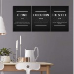 3 Pieces Grind Verb Hustle Verb Execution Noun Motivational Wall Art Canvas Print Office Decor Inspiring Framed Prints Inspirational Quotes for Wall Art Decoration Ready to Hang