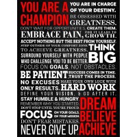 A Champion's Mantra Motivational Poster Sized 12 x 16 Inch Inspirational Wall Art for Guys Teens Entrepreneurs Working Out