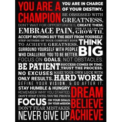 A Champion's Mantra Motivational Poster Sized 12 x 16 Inch Inspirational Wall Art for Guys Teens Entrepreneurs Working Out