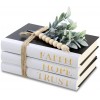 Decorative Hardcover Quote Books,Black and White Decoration Books Farmhouse Stacked Books ,HOPE | FAITH | TRUST Set of 3 Stacked Books for Decorating Coffee Tables and Bookshelf