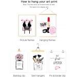 Fashion Wall Art Prints Set of 6 Pink Room Decor Pictures Wall Decor Canvas Art Posters Perfume Lipstick Makeup Wall Decor Artwork Girls Room Pictures for Bedroom 8"x10" UNFRAMED