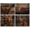 Highland Cow Canvas Black and White Landscape Pasture Hairy Cow Wall Art Pictures Canvas Wall Art Farmhouse Prints Photo Contemporary Cow Decor Paintings Home Decoration Artwork 8"x10"x4 Unframed