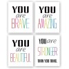 HPNIUB Typography Watercolor Word Inspirational Quote&Saying Modern Art Print Set of 4 8”X10” Painting，Motivational Phrase Wall Art Poster for Nursery or Kids Room Home Decor，Not Include Frame