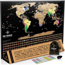 Landmass Scratch Off Map Of The World Poster Scratch Off World Map Print Wall Art Deluxe Travel Tracker Map Gift Idea Gift For Travelers 17 x 24 inches