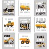 Set of 9 Construction Trucks Inspirational Quote Art Print Transport Vehicle Motivational Phrases Wall Art Poster Nursery or Kids Room Decoration Unframed 8 x 10 Inch