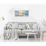 TutuBeer 3 Panel Beach Canvas Wall Art for Home Decor Blue Sea Sunset White Beach Painting The Picture Print On Canvas Seascape The Pictures for Home Decor Decoration,Ready to Hang
