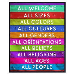 Welcome Sign Liberal Wall Decor Picture Gift for LGBTQ Queer Gay Bi Lesbian African American Black Latino 8x10 Paper Plaque Art Poster Print for Home Office Store Bar Unframed
