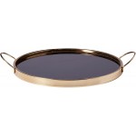 Brand – Rivet Contemporary Decorative Round Metal Serving Tray with Handles 17.5-Inch Black and Gold
