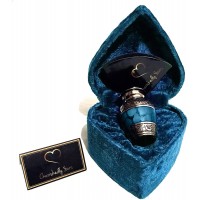 Cherishedly Yours Small Keepsake Urn for Human Ashes with Velvet Heart Case and Funnel Beautiful Peaceful Dark Blue Brass Hand Engraved Mini Memorial Cremation Urn