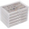 Cq acrylic Jewelry Organizer With 5 Drawers Clear Acrylic Jewelry Box Gift for Women Mens kids and Little girl Stackable Velvet Earring Display Holder for Earrings Ring Bracelet Necklace Holder,Gray