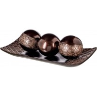 Creative Scents Dublin Home Decor Tray and Orbs Set Coffee Table Decor Centerpiece Table Decorations Bowl with Spheres Decorative Accents Balls for Living Room Decor or Dining Table Decor Brown