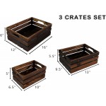 EZDC Set of 3 Nesting Wooden Crates 16 x 12” Wall Mounted Wooden Basket Storage Crates Wooden Crate Box for Storage Display Risers Decoration