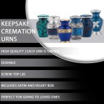 Fedmax Small Urns for Human Ashes Adult Male or Female Set of 6 Blue Decorative Urns Cremation Keepsakes with Velvet Box Memorial Urn and Ash Storage